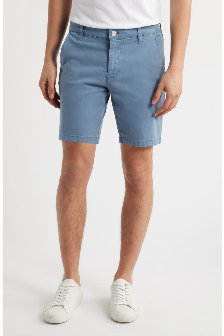 Arizona Slim Fit Flat Front Chino Shorts, Main, color, BLUE ASHES TWILL