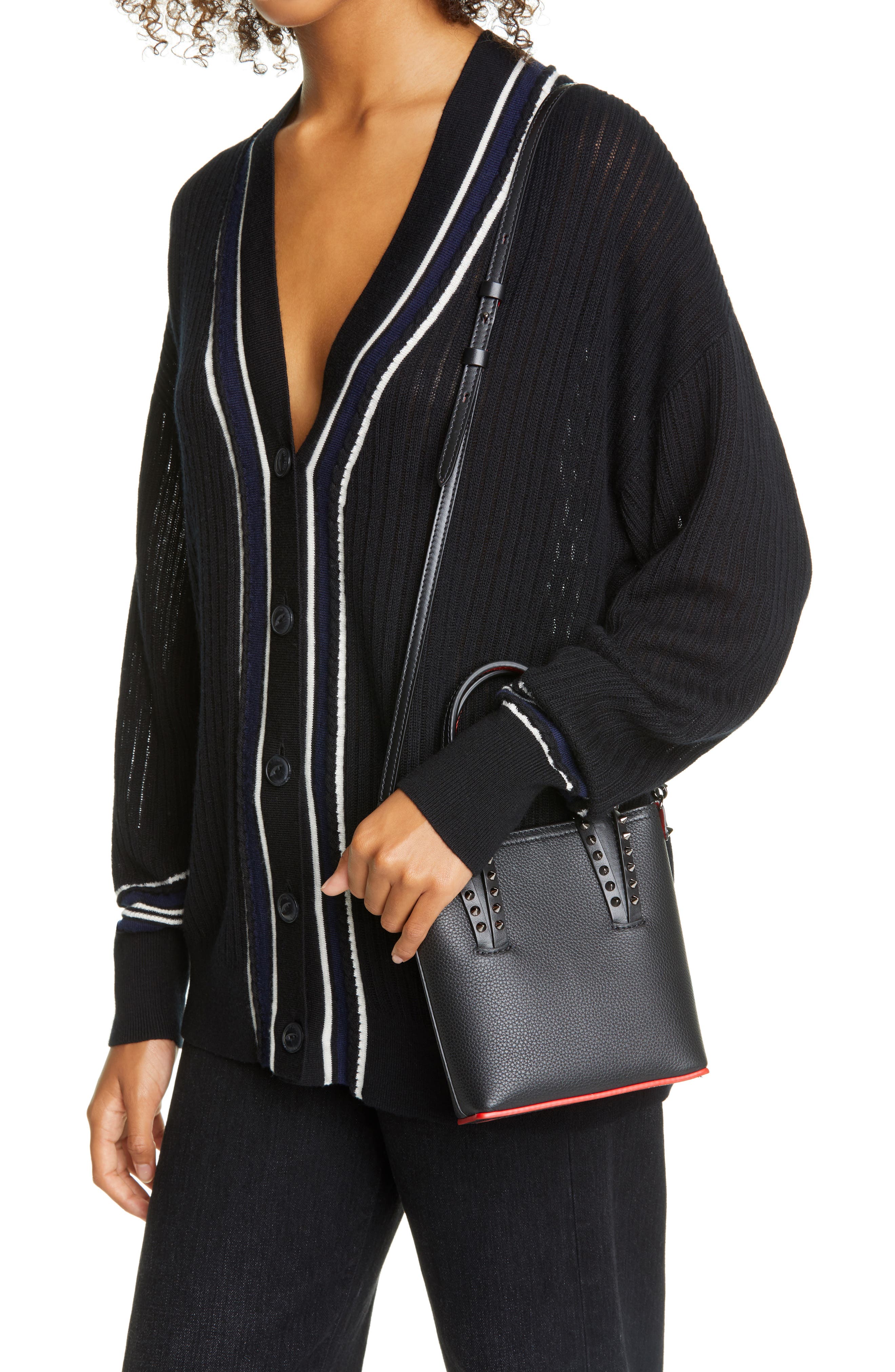 Mini Cabata Leather Tote, Alternate, color, BLACK/ BLACK
