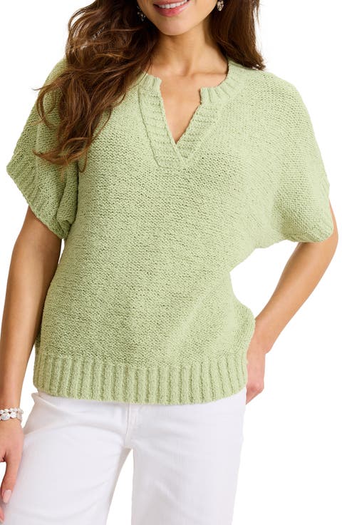 Harbor Pebble Short Sleeve Cotton Blend Sweater