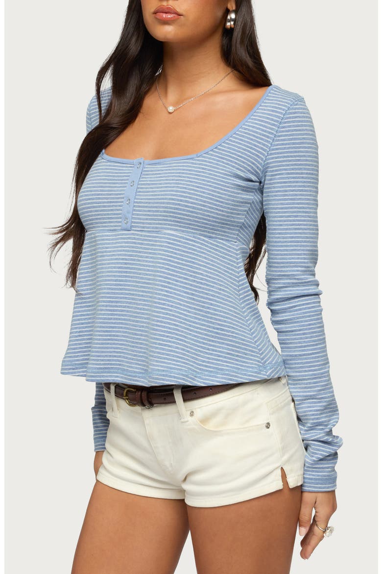 Sare Stripe Knit Babydoll Top, Alternate, color, LIGHT-BLUE