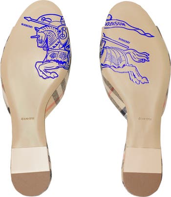 【BURBERRY】CHECK MEWS SLIDES Check Mews Slides in Sand - Women, Linen | Burberry® Official