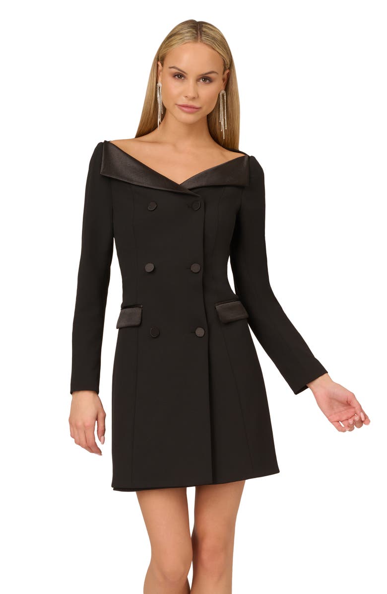 Adrianna Papell Portrait Collar Long Sleeve Blazer Minidress, Alternate, color,