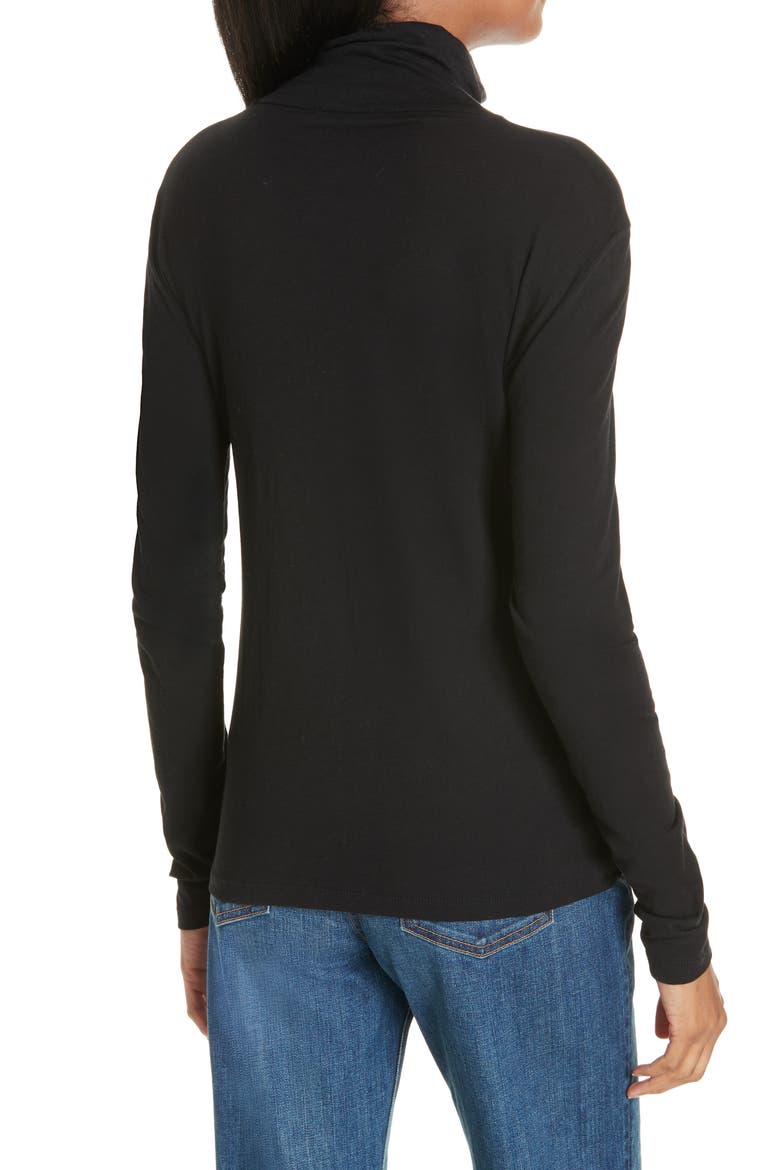 Pima Cotton Turtleneck, Alternate, color, BLACK