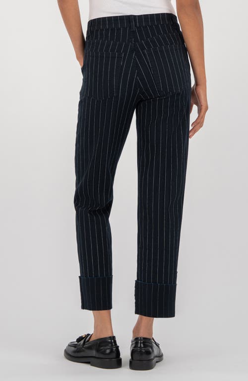 Kut From The Kloth Sienna Pinstripe High Waist Relaxed Straight Leg Jeans In Blue