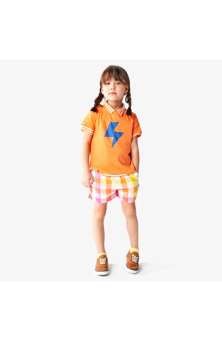 Primary Kids Beach Short In Rainbow Gingham, Alternate, color, 