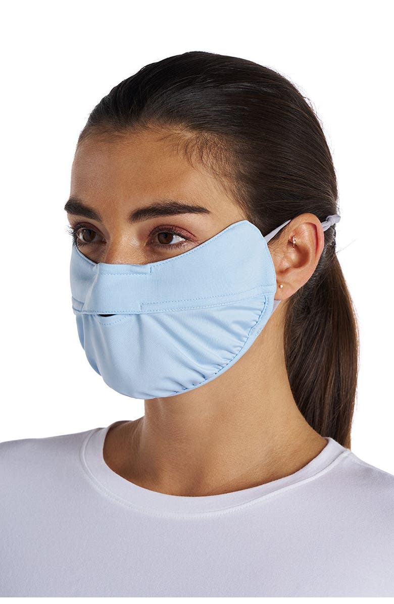 Coolibar Zenith UV Face Mask with Adjustable Features, UPF 50+ Sun Protection, Main, color, Light Blue
