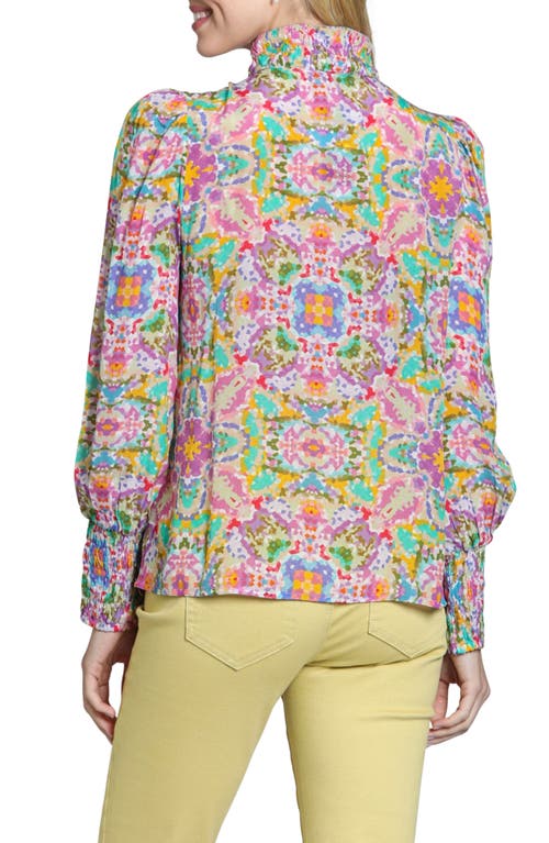 Apny Print High Neck Shirt In Pink Multi