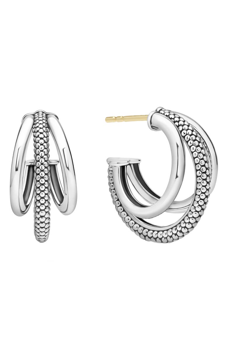 LAGOS Signature Caviar Triple Hoop Earrings, Main, color, Silver