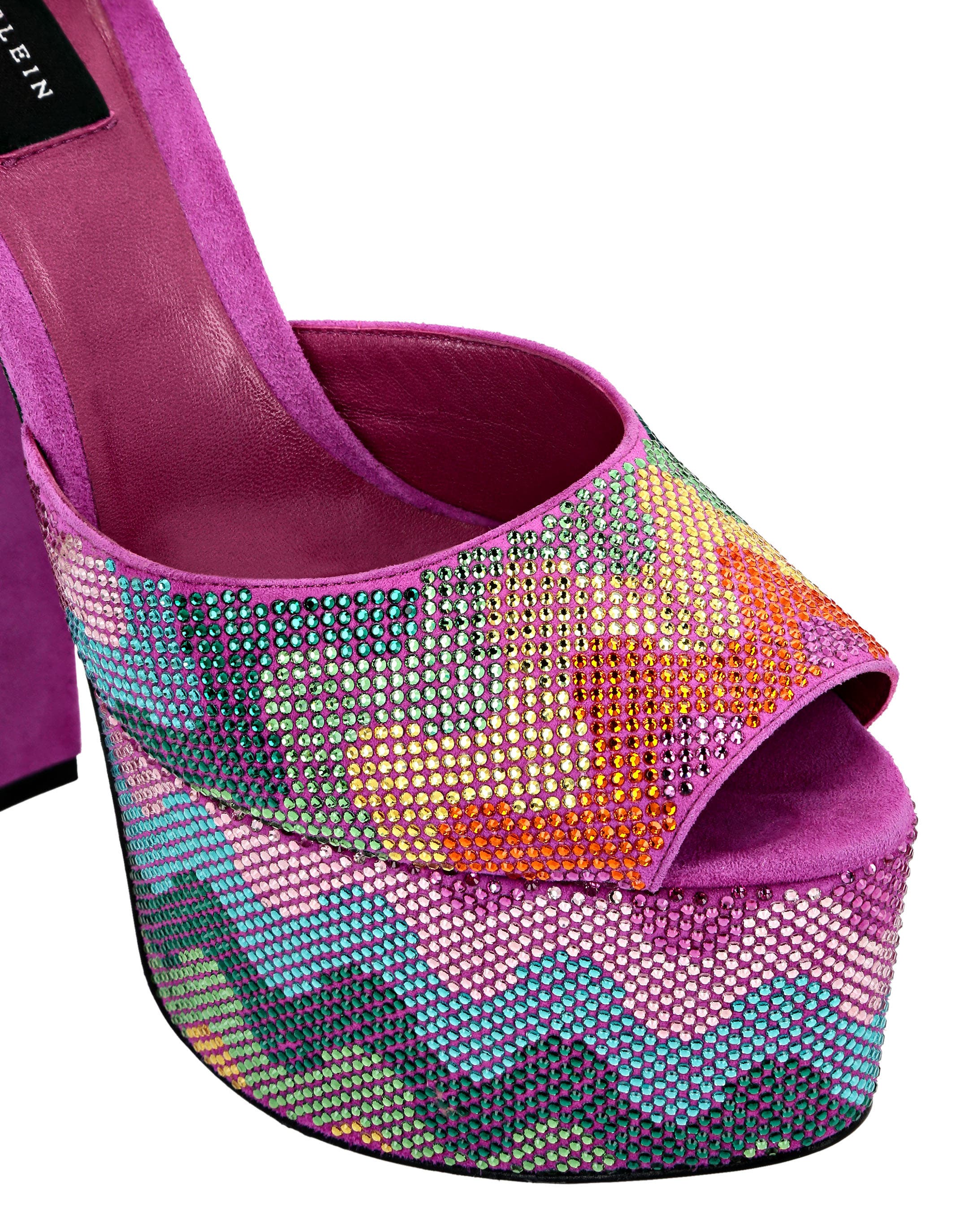 Crystal Platform Sandals Hi-Heels Waves Rainbow Women, Alternate, color, multicolor