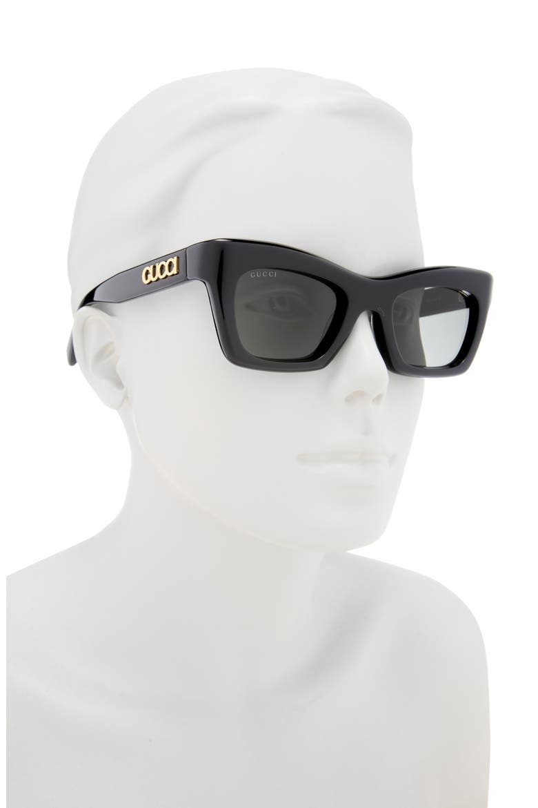 50mm Small Cat Eye Sunglasses, Alternate, color, BLACK BLACK GREY