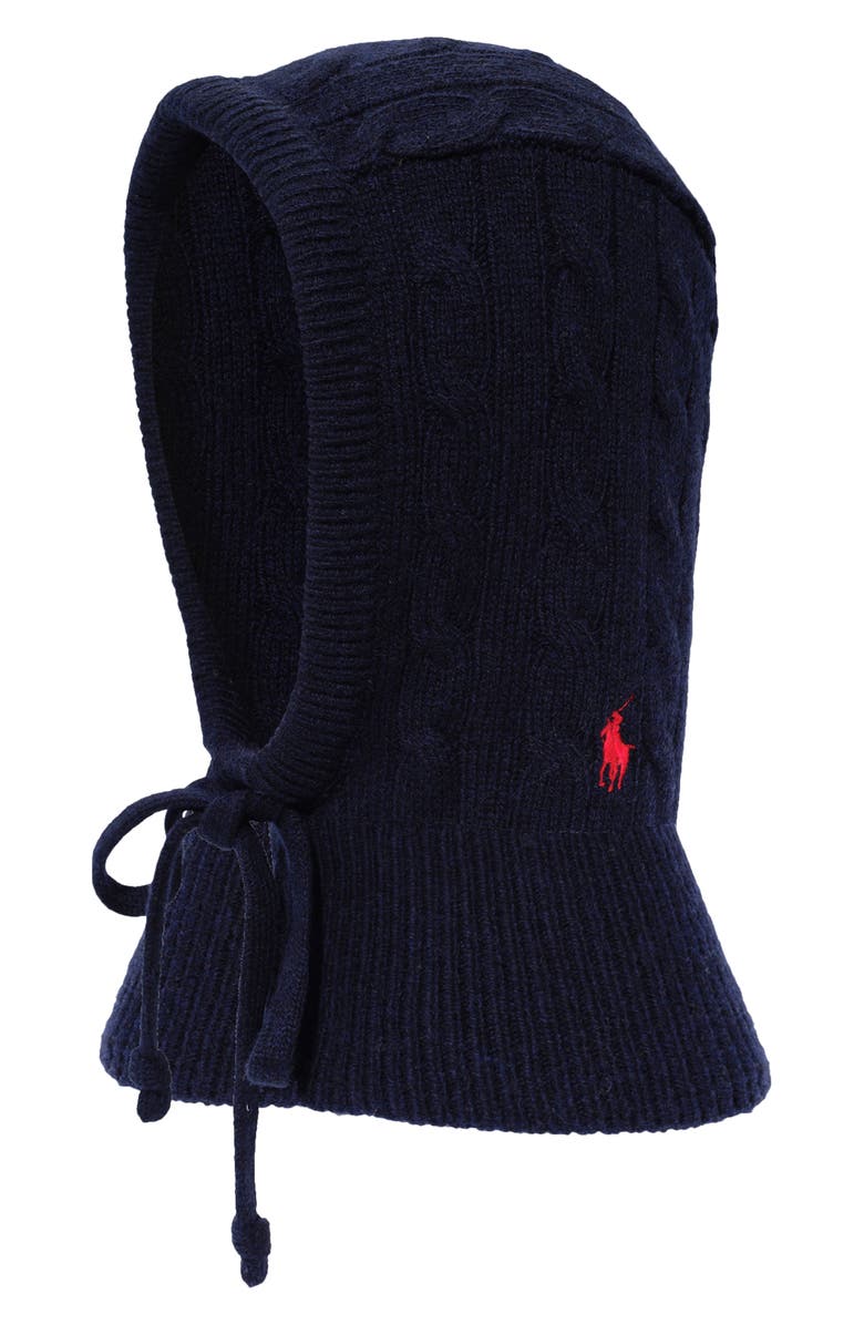 Polo Ralph Lauren Wool & Cashmere Cable Knit Hood, Alternate, color, Hunter Navy