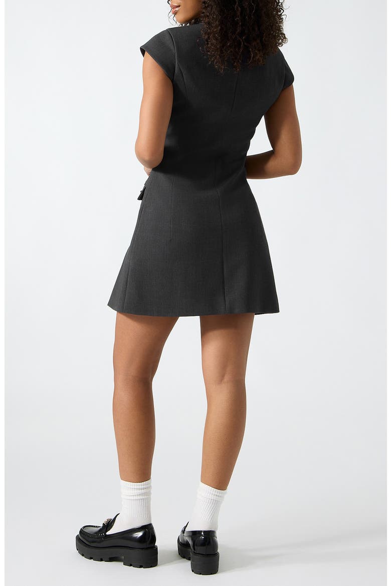 Joandra Pleated Minidress, Alternate, color, DARK GREY MELANGE