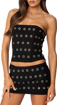 EDIKTED Arlette Grommet Strapless Corset Top