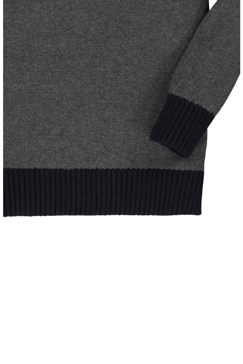 Boys' Organic Contrast Sweater with Elbow Patches, Kids, Alternate, color, Charcoal Heather and Black