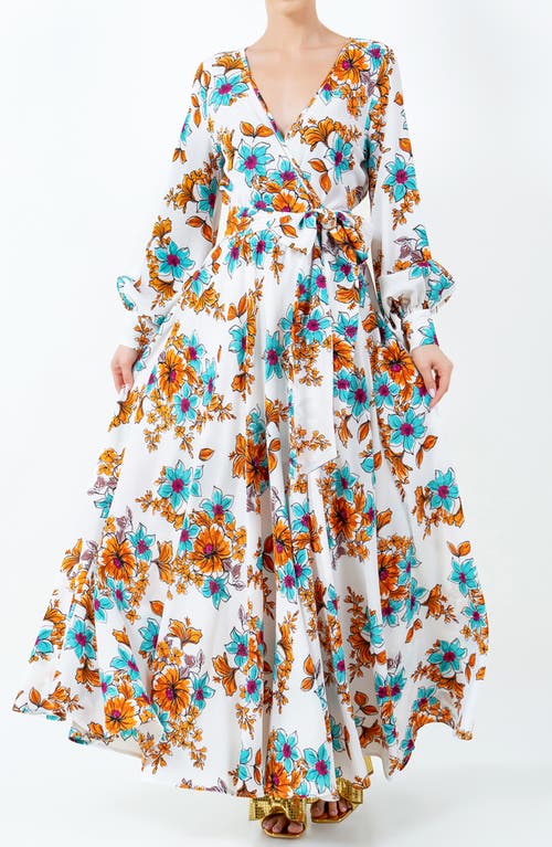 Meghan La Lilypad Surplice Long Sleeve Wrap Midi Dress