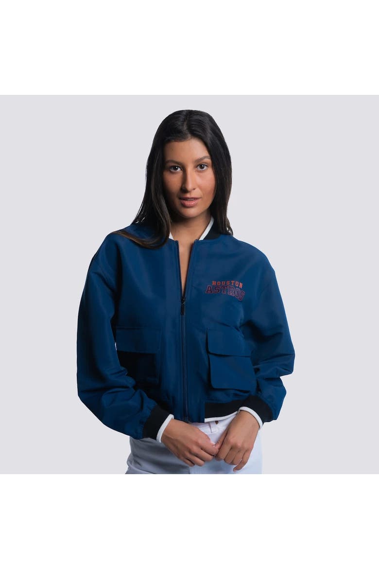 Women's Lusso  Navy Houston Astros Paisley Cropped Full-Zip Jacket, Alternate, color, Navy