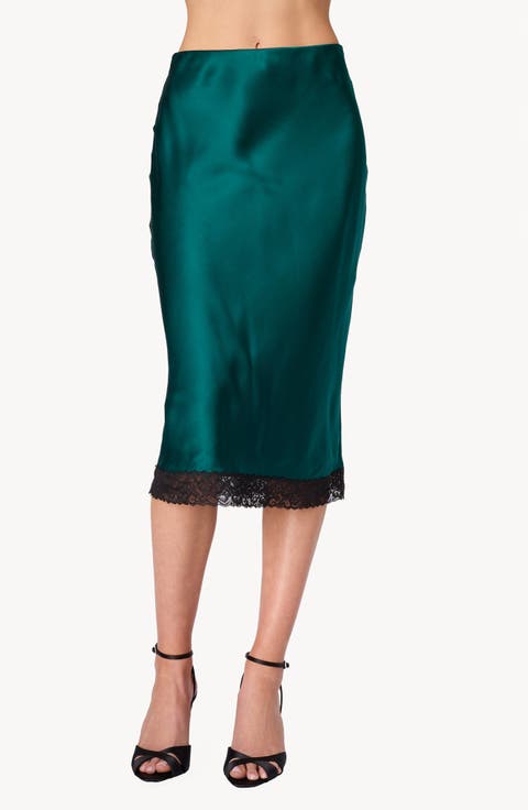 Muriel High Waist Silk Midi Skirt