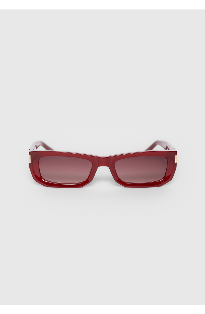 Manière De Voir Milan Curved-Frame Sunglasses, Alternate, color, Red