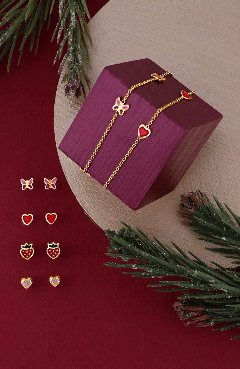 Bony Levy Kids' 14K Gold Heart Station Bracelet, Alternate, color, 