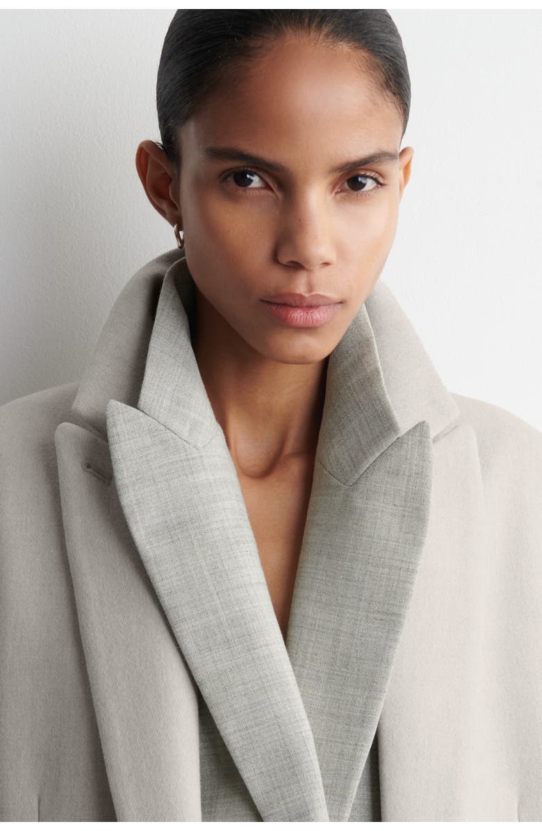 COS Tailored Wool-Twill Long Coat, Alternate, color, Light Beige