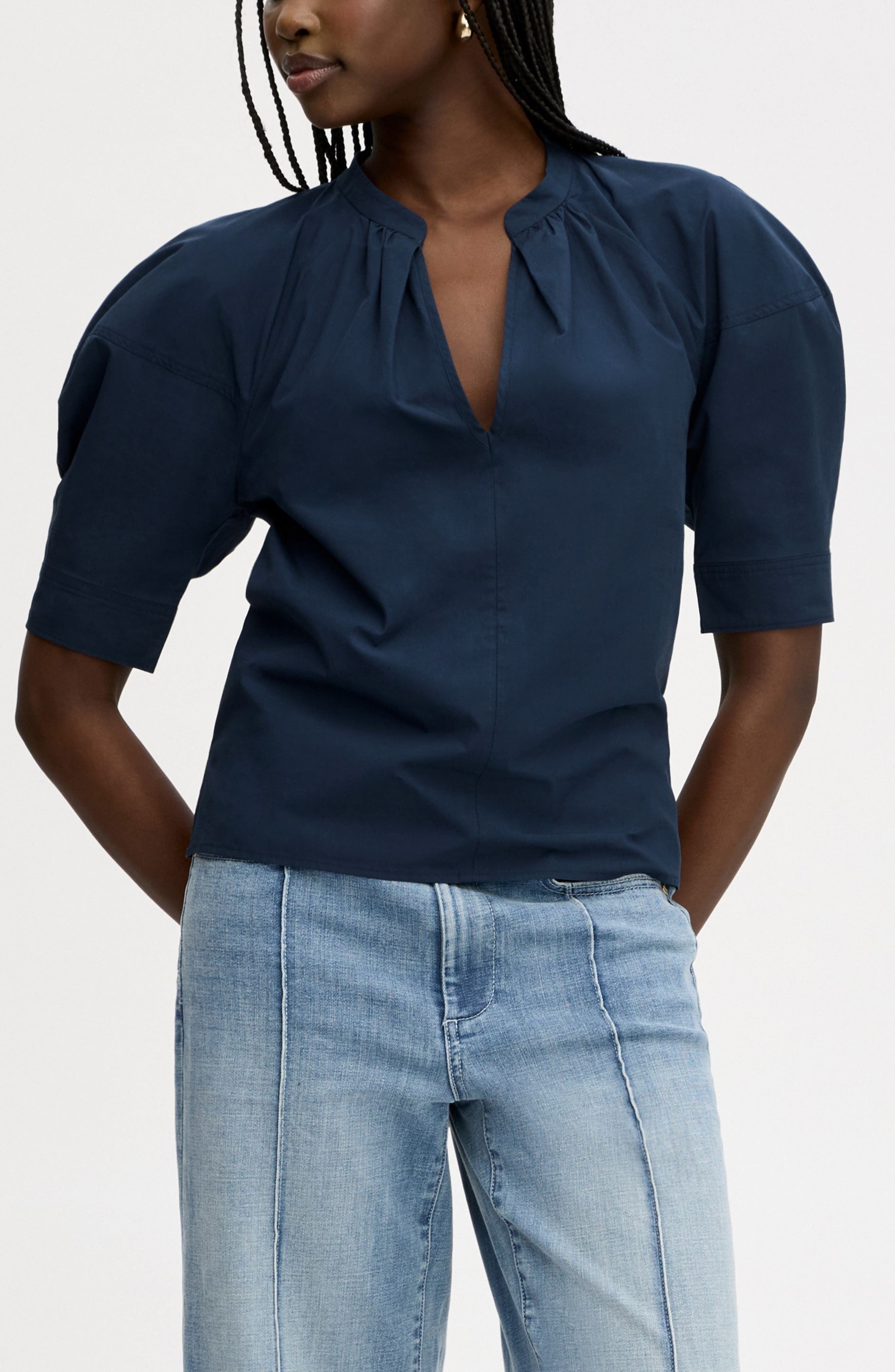 Puff Sleeve Cotton Poplin Shirt - image 3
