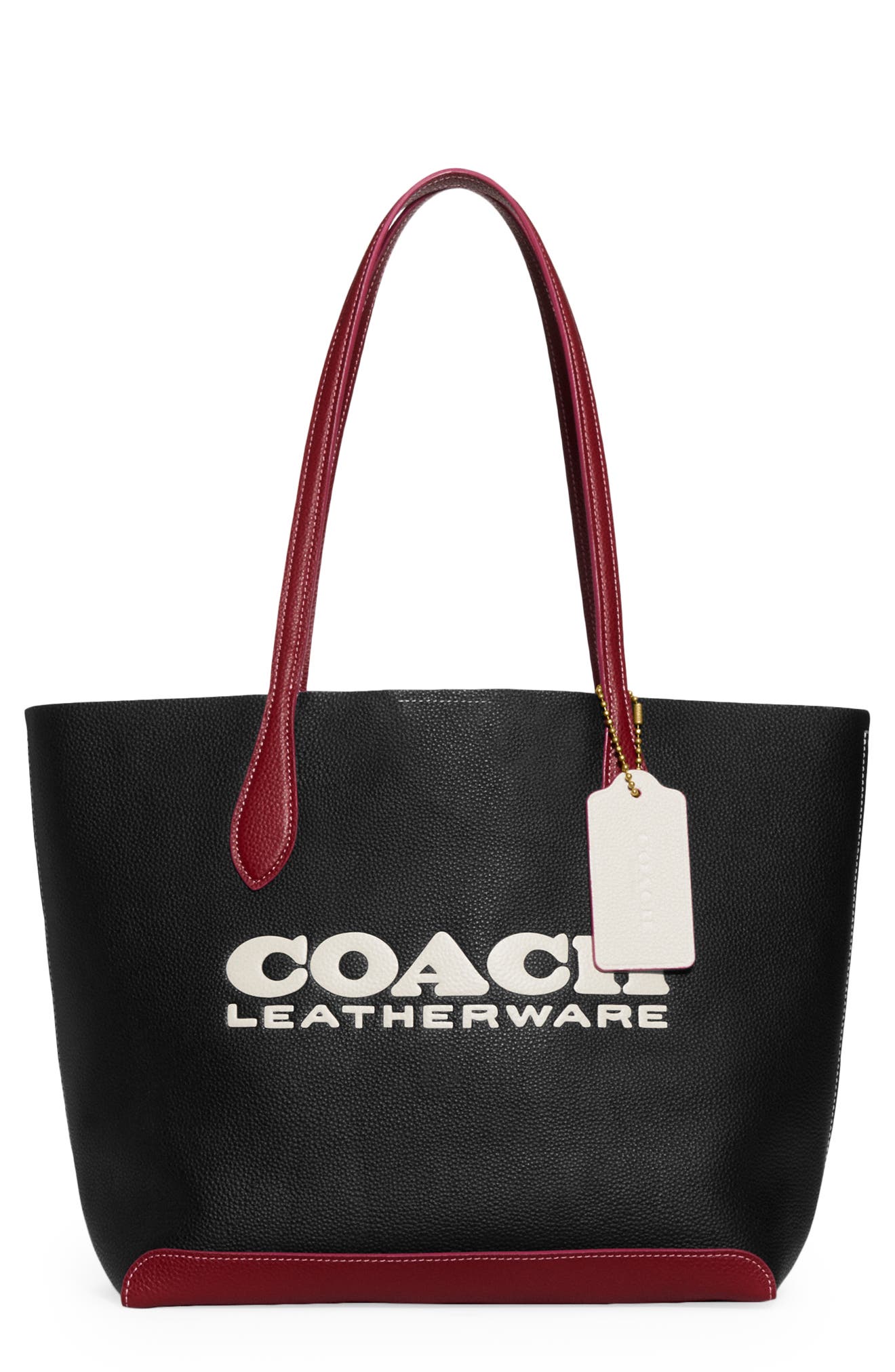 COACH Pebbled Leather Logo Tote, Main, color, 