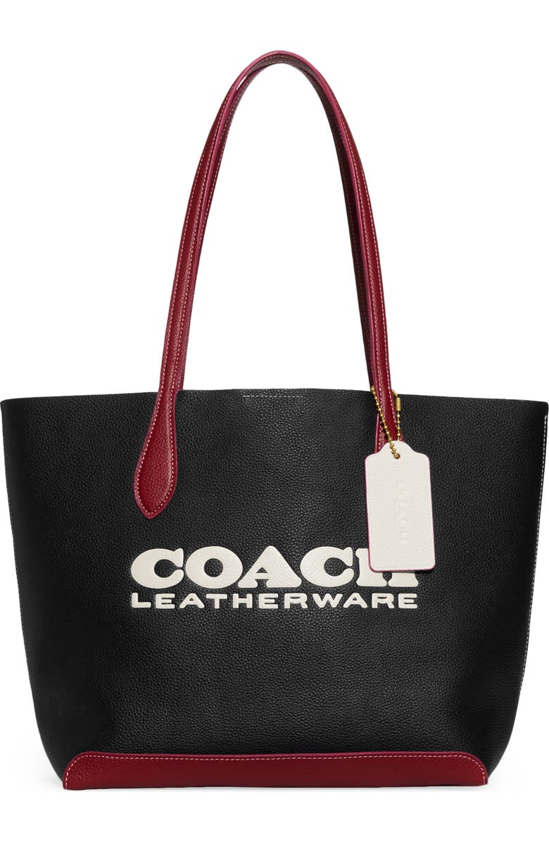 COACH Pebbled Leather Logo Tote, Main, color,