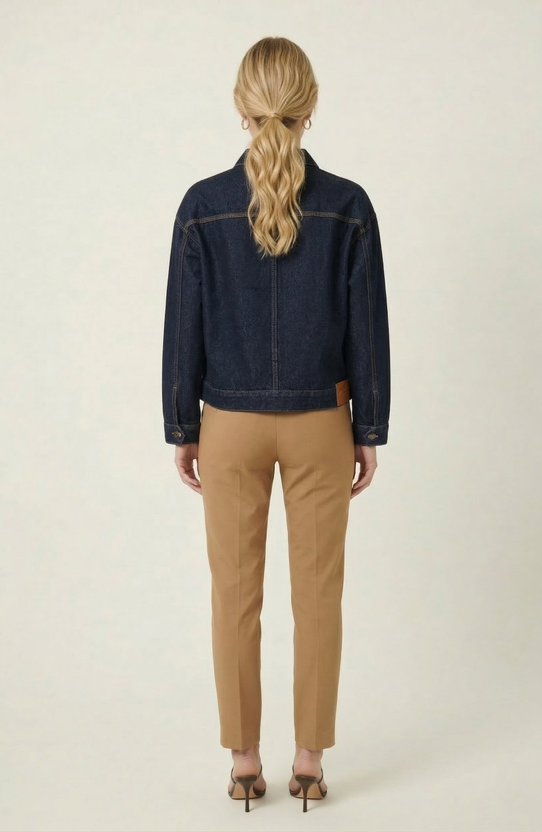 Modenaire Utility Patch Pocket Denim Jacket, Alternate, color, Dark Indigo