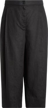Eileen Fisher High Waist Organic Linen Crop Wide Leg Pants