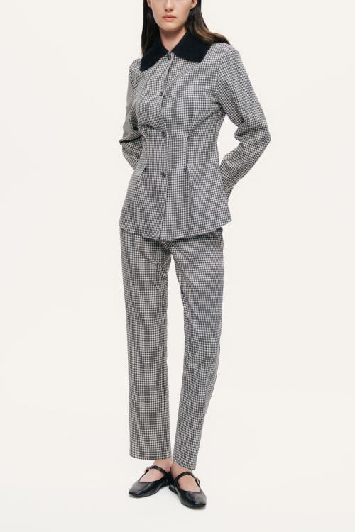Nocturne Tailored Micro Check Cigarette Pants In Black