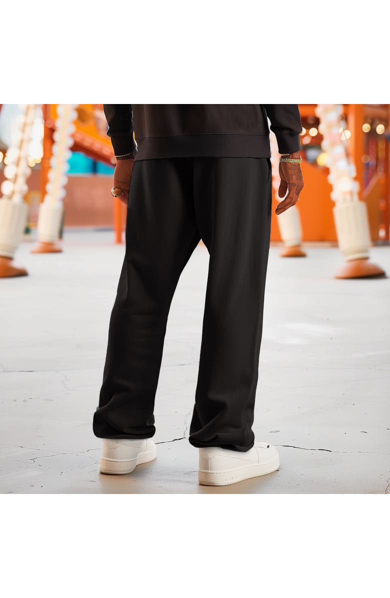 Dalix Mens Ghost Embroidered Fleece Sweats Pants, Alternate, color, Black