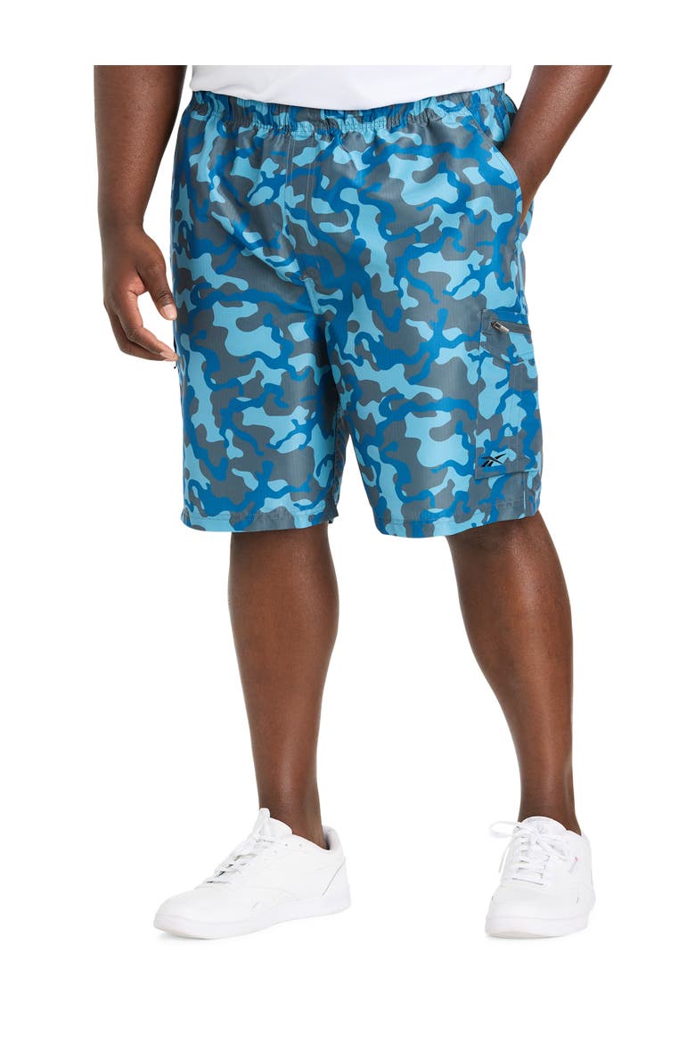Big & Tall Performance Ripstop Camo Cargo Shorts, Main, color, BLUE CAMO