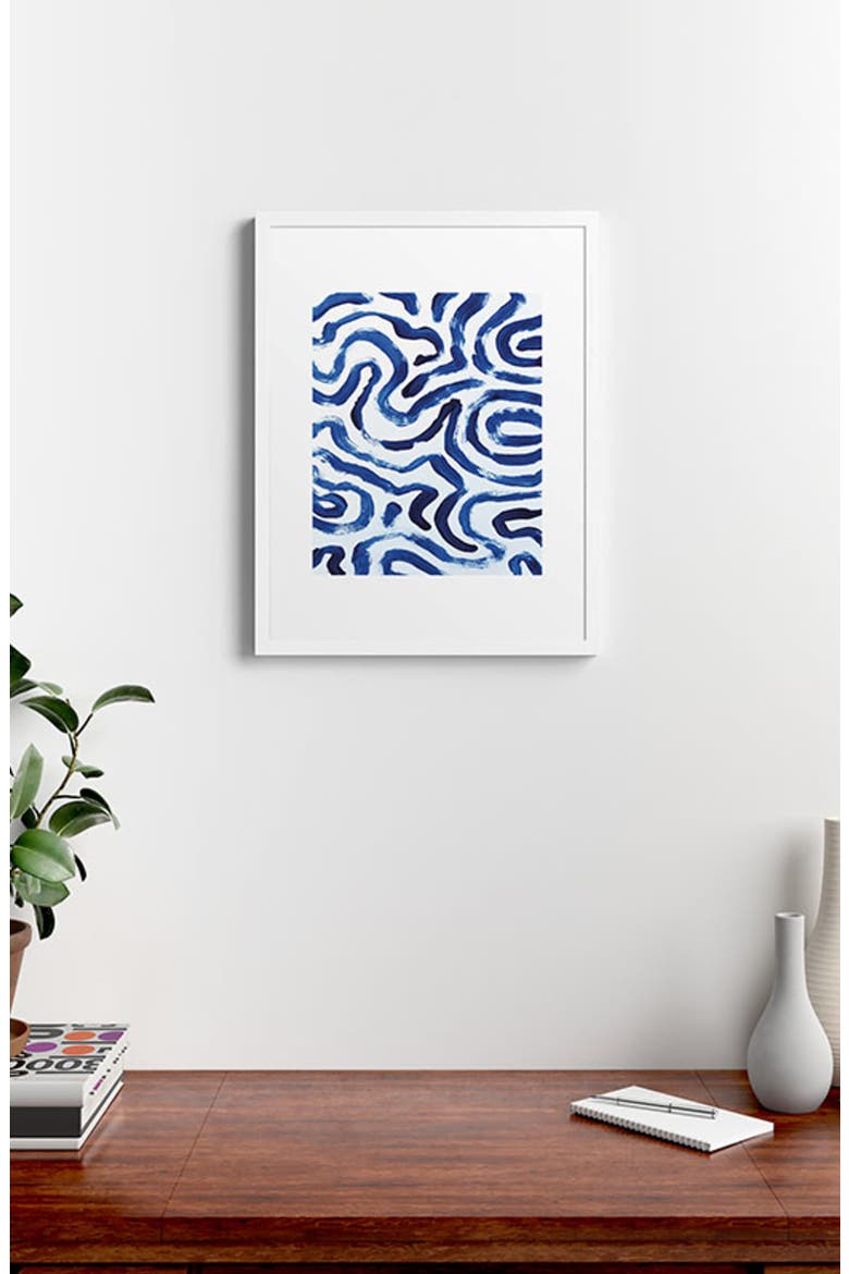 Blue Minimal Framed Art Print, Alternate, color, WHITE