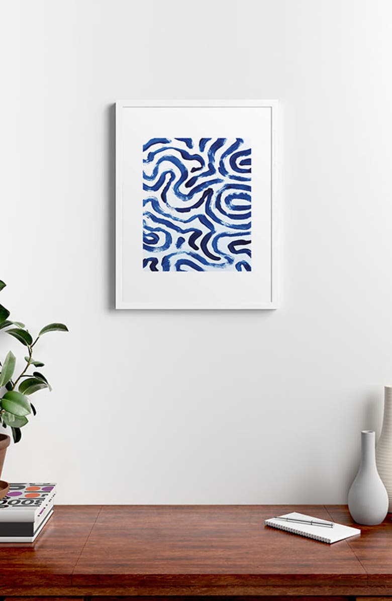Deny Designs Blue Minimal Framed Art Print, Alternate, color, White