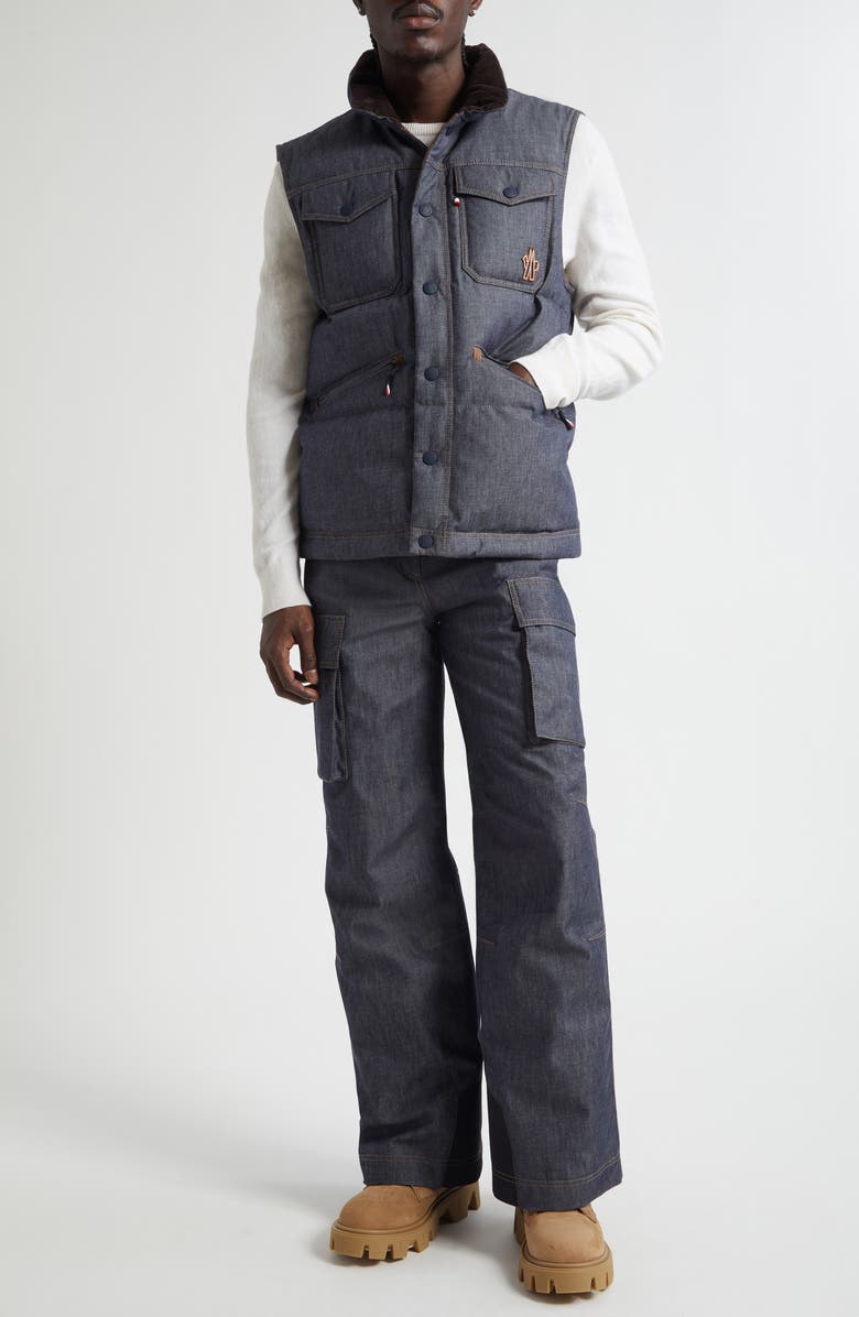 Moncler Krachan Denim Puffer Vest, Alternate, color, Blue