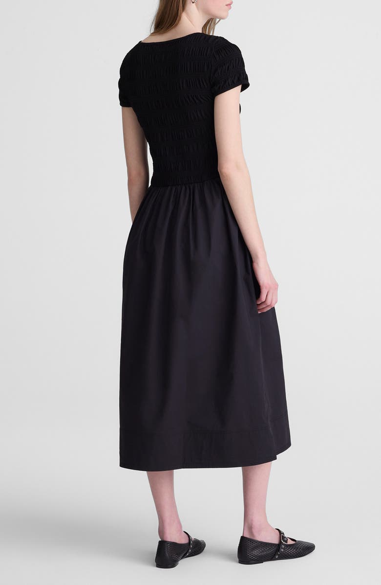Madewell Smocked Boatneck Midi Dress, Alternate, color, Jet Black
