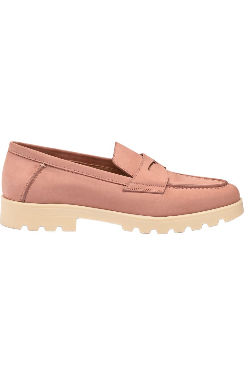 Santoni Women's nubuck penny loafer, Main, color, Pink