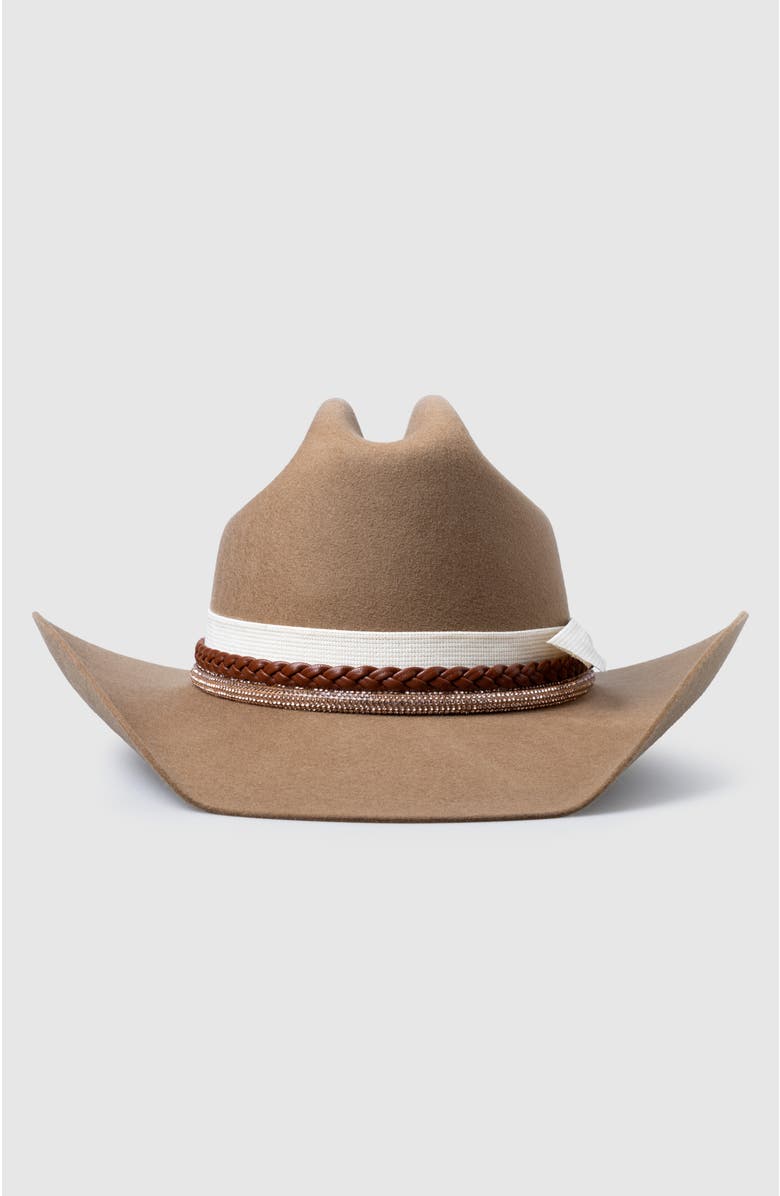 Manela Canyon Belle Wool Western Cowboy Hat, Alternate, color, Khaki