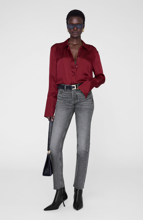 Anine Bing Amanda Shirt In Burgundy