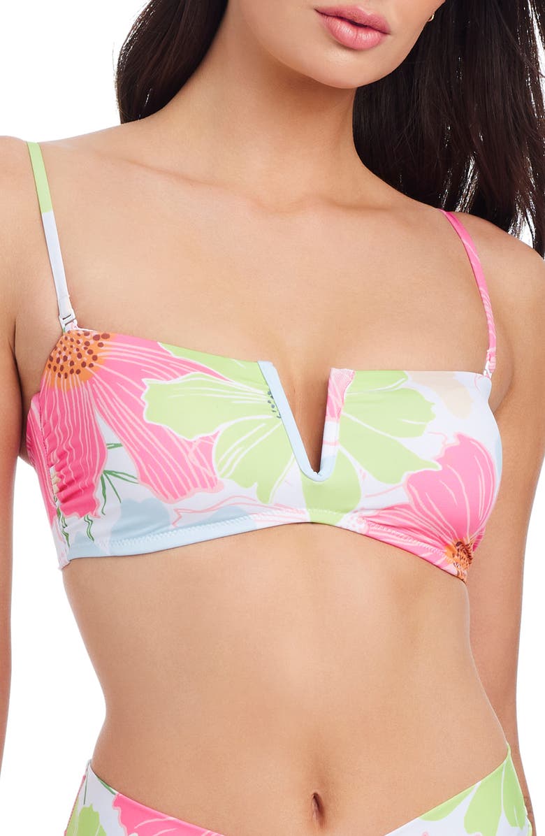 Sanctuary Charming Floral V-Wire Bandeau Bikini Top, Main, color, 