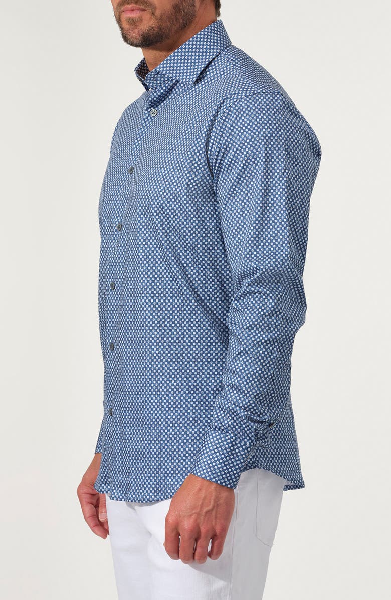 STUDIO GARNET LOS ANGELES Micro Dot Stretch Supima Cotton Button-Up Shirt, Alternate, color, Indigo