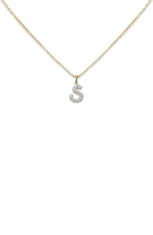 Monica Vinader Lab Created Diamond Initial Pendant Necklace In 14kt Solid Gold - S