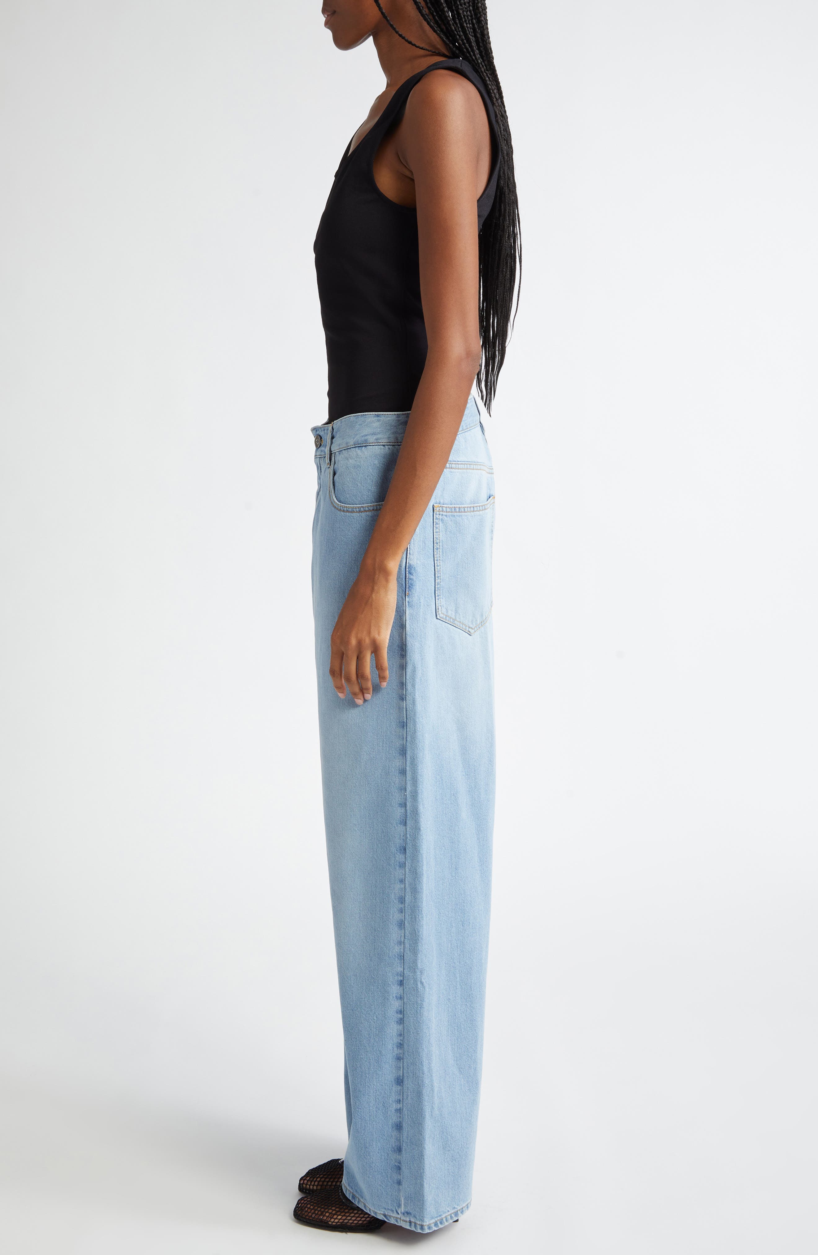 Alaïa Mixed Media Jeans & Tank Jumpsuit (Women) | Nordstrom