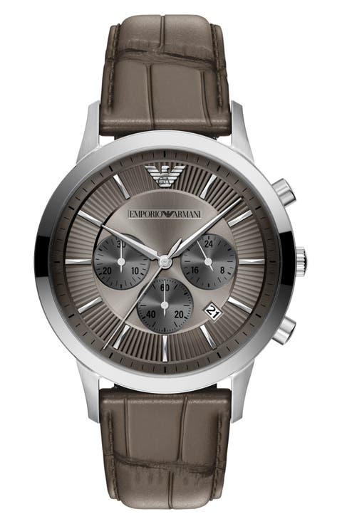 Archetipo Chronograph Leather Strap Watch, 43mm