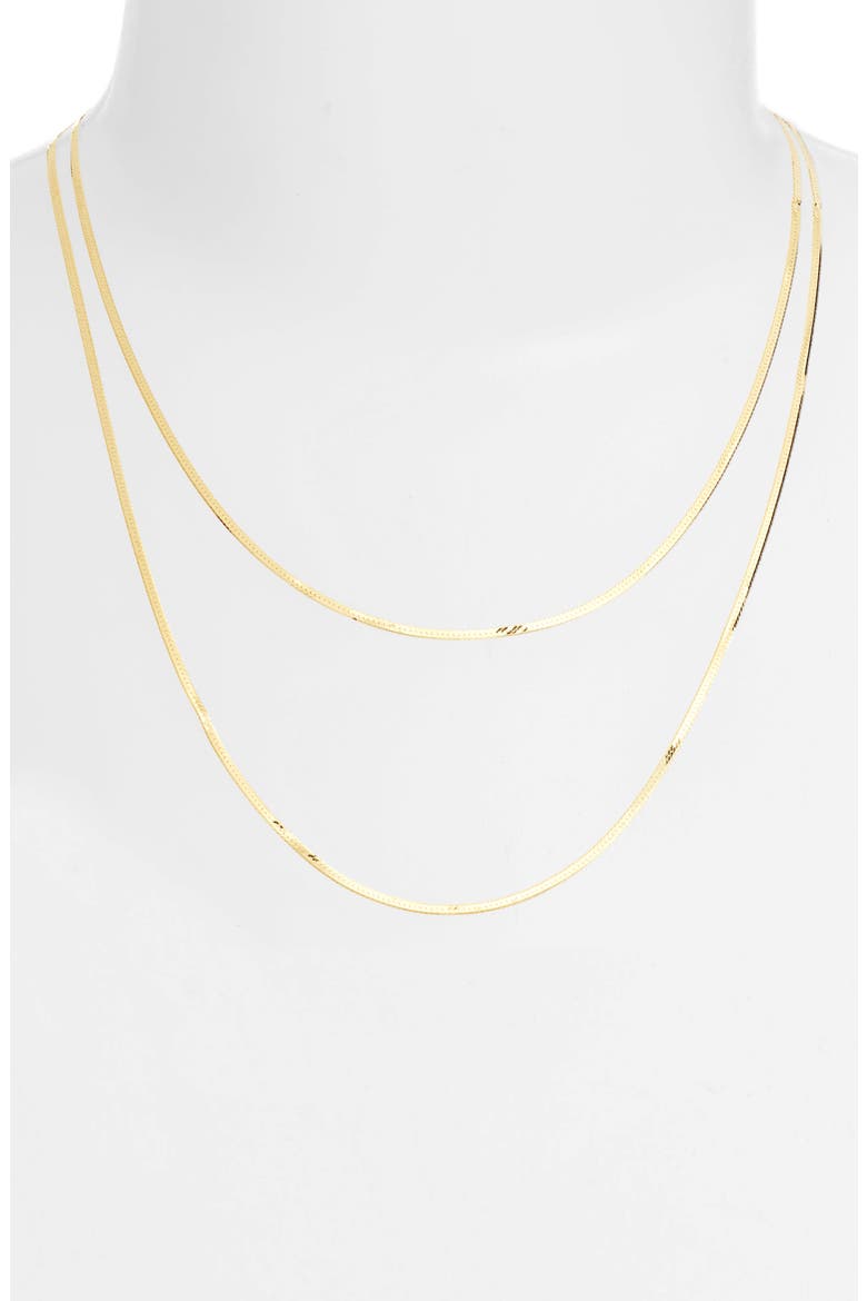 Double Layer Herringbone Chain Necklace, Alternate, color, GOLD