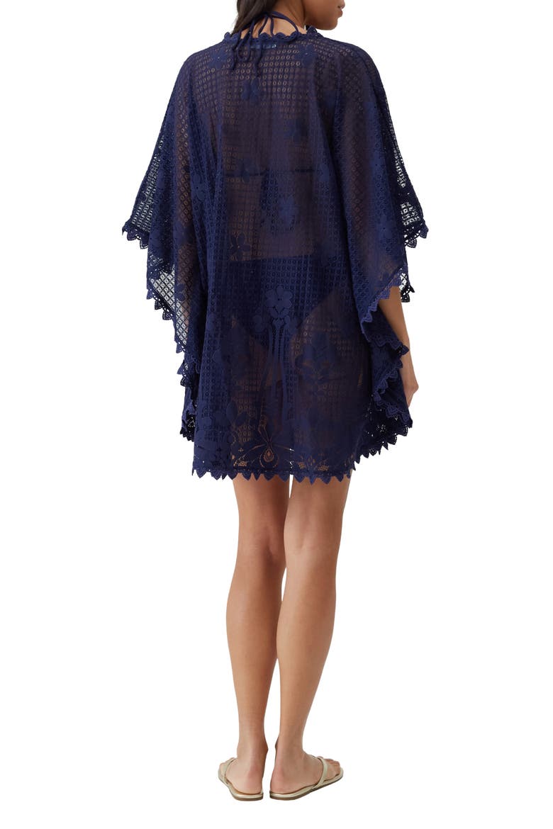 Josie Open Knit Cover-Up Caftan, Alternate, color, NAVY