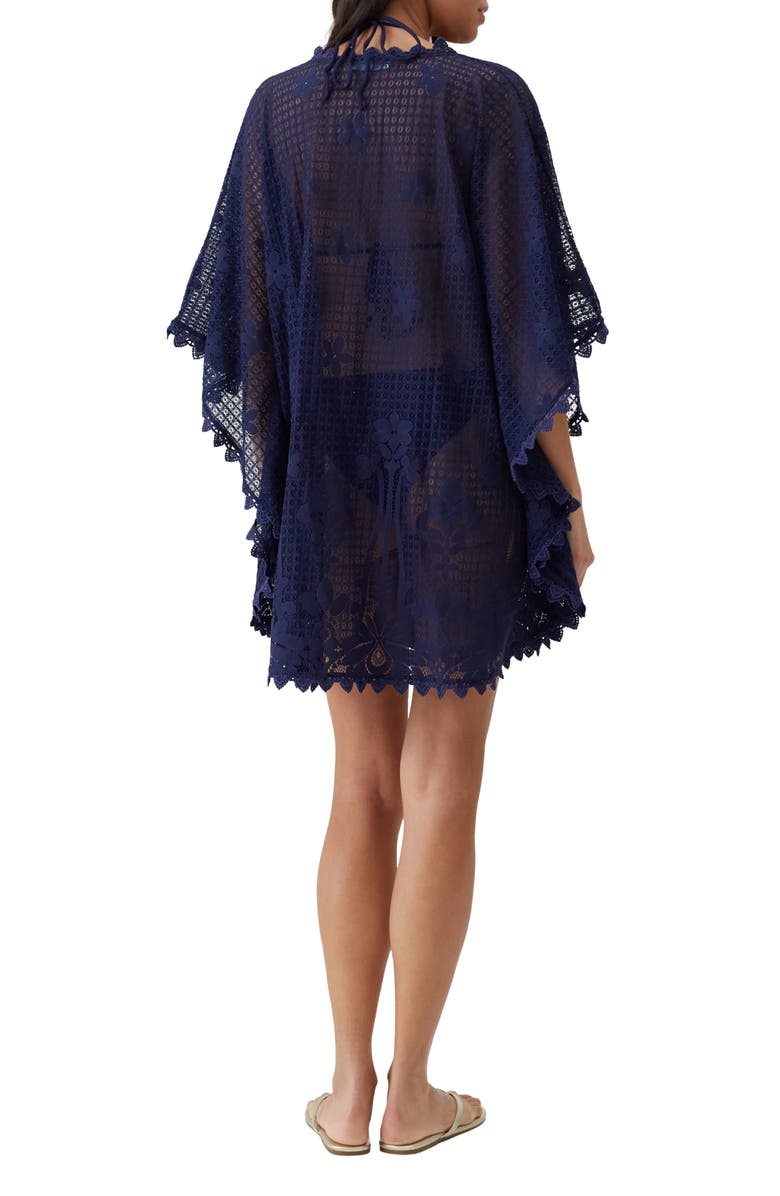 Melissa Odabash Josie Open Knit Cover-Up Caftan, Alternate, color, Navy