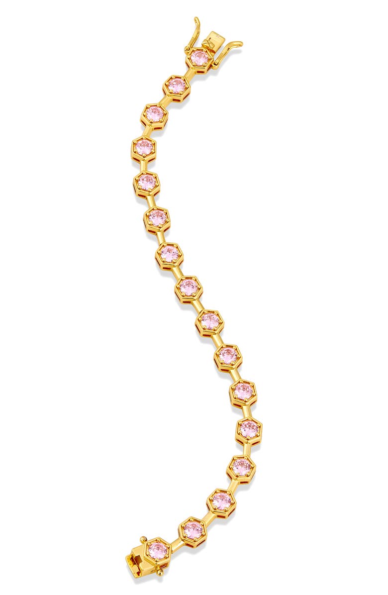 SAVVY CIE JEWELS Octagon Cubic Zirconia Bracelet, Main, color, Yellow