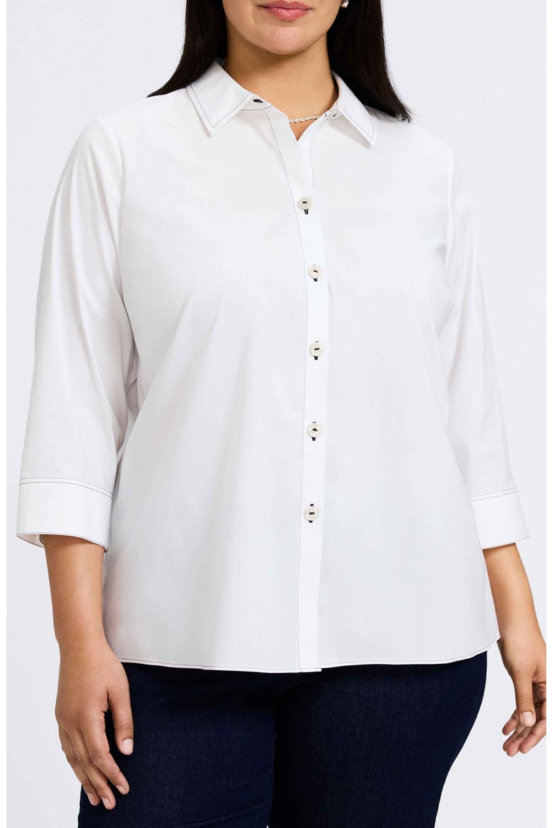 Kelly Button-Up Shirt, Main, color, WHITE/BLACK