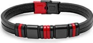 STEELTIME Men's Leather & Stainless Steel Bracelet